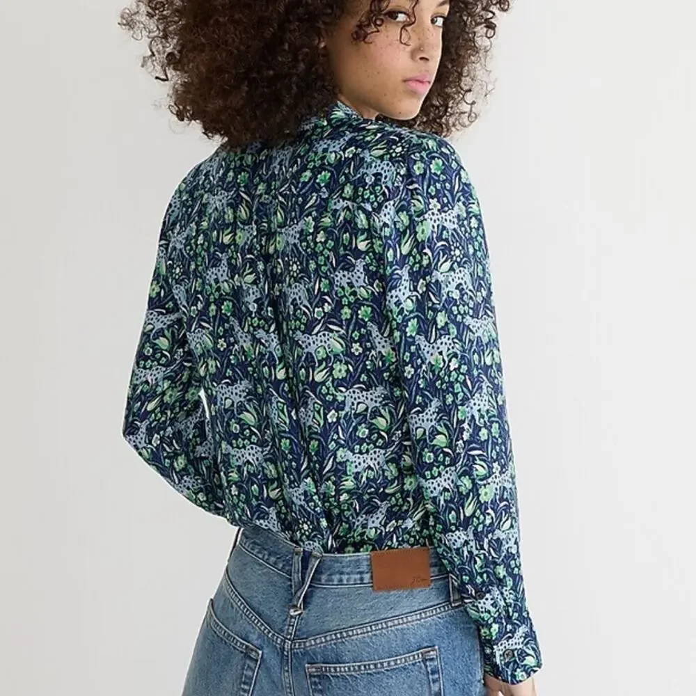 J. Crew Classic-fit shirt in fauna floral cat sz 4